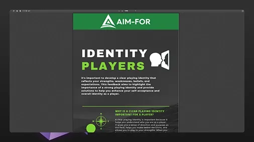 Identity Players course content from The 4Pillars Courses, emphasising the importance of developing a clear playing identity for football players.
